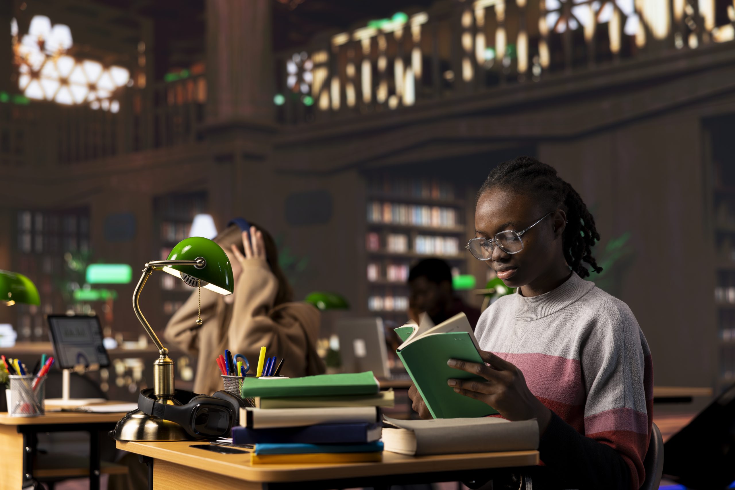 black student reading books handwritten class notes right before exam scaled